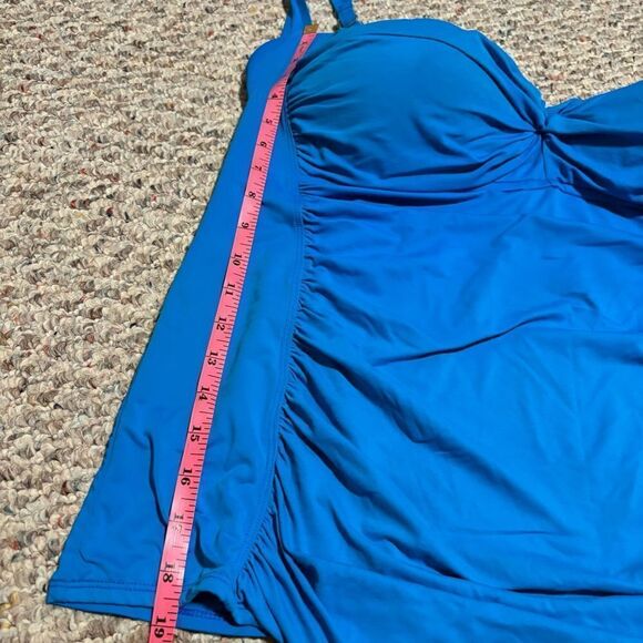 La Blanca Island Goddess Over The Shoulder Sweetheart Tankini Blue Plus Size 22W - Picture 8 of 10